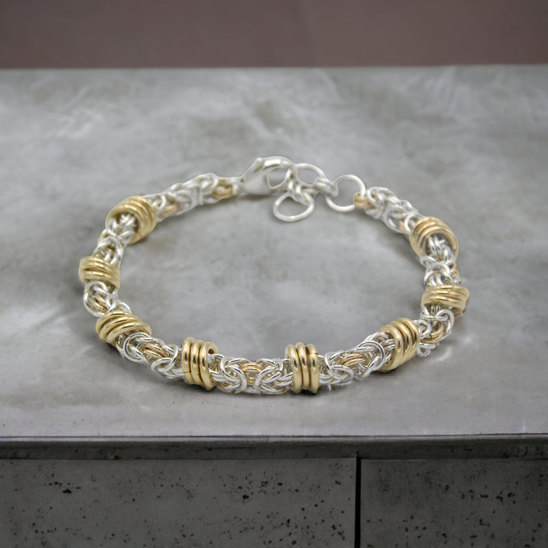 Sterling Byzantine with 14ktgf Orbits Bracelet